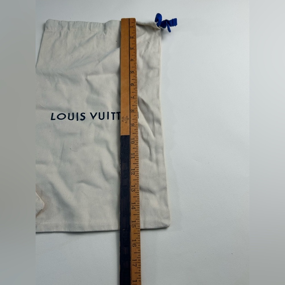 SET Louis Vuitton Cream Cotton Drawstring Dust Bags with Blue Ties - Picture 3 of 4